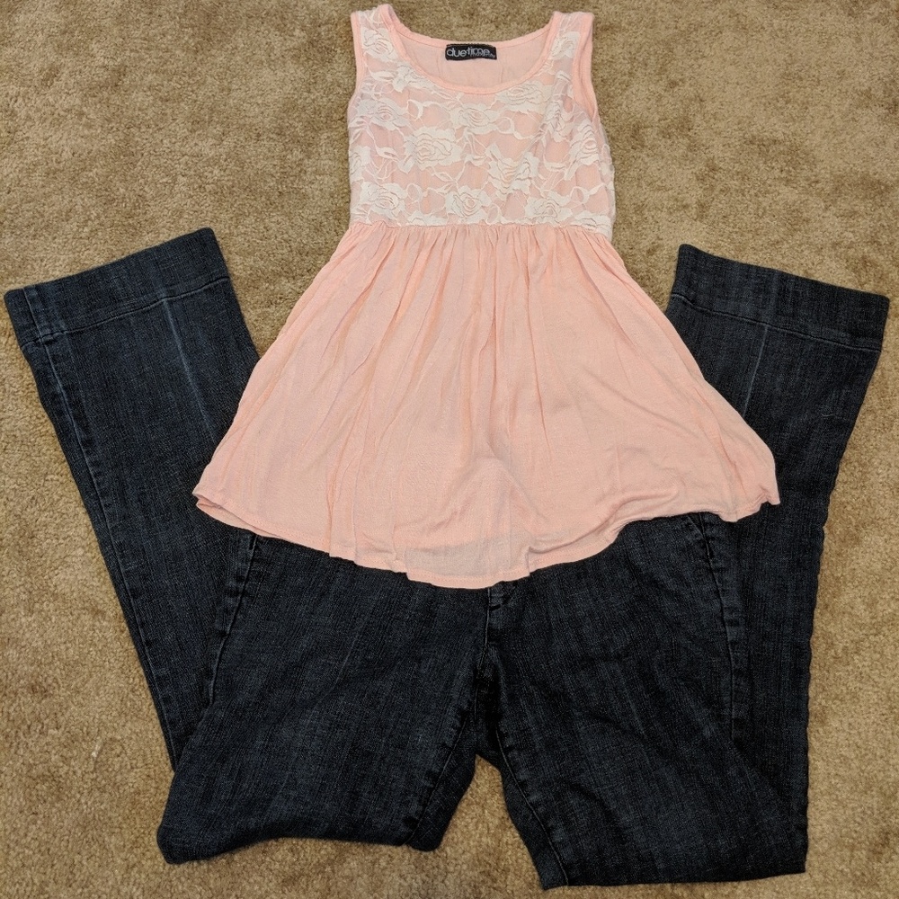 Pink lace maternity tank